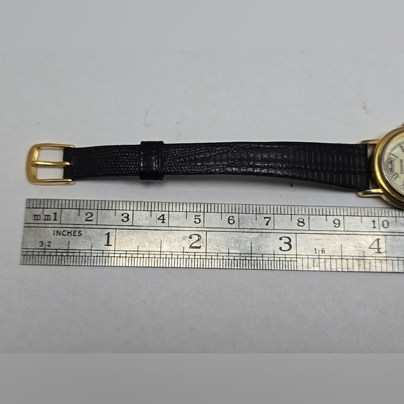 Womens Vintage Edison Moon Phase MOP 24mm Quartz Watch Gold Black New Battery main image 9